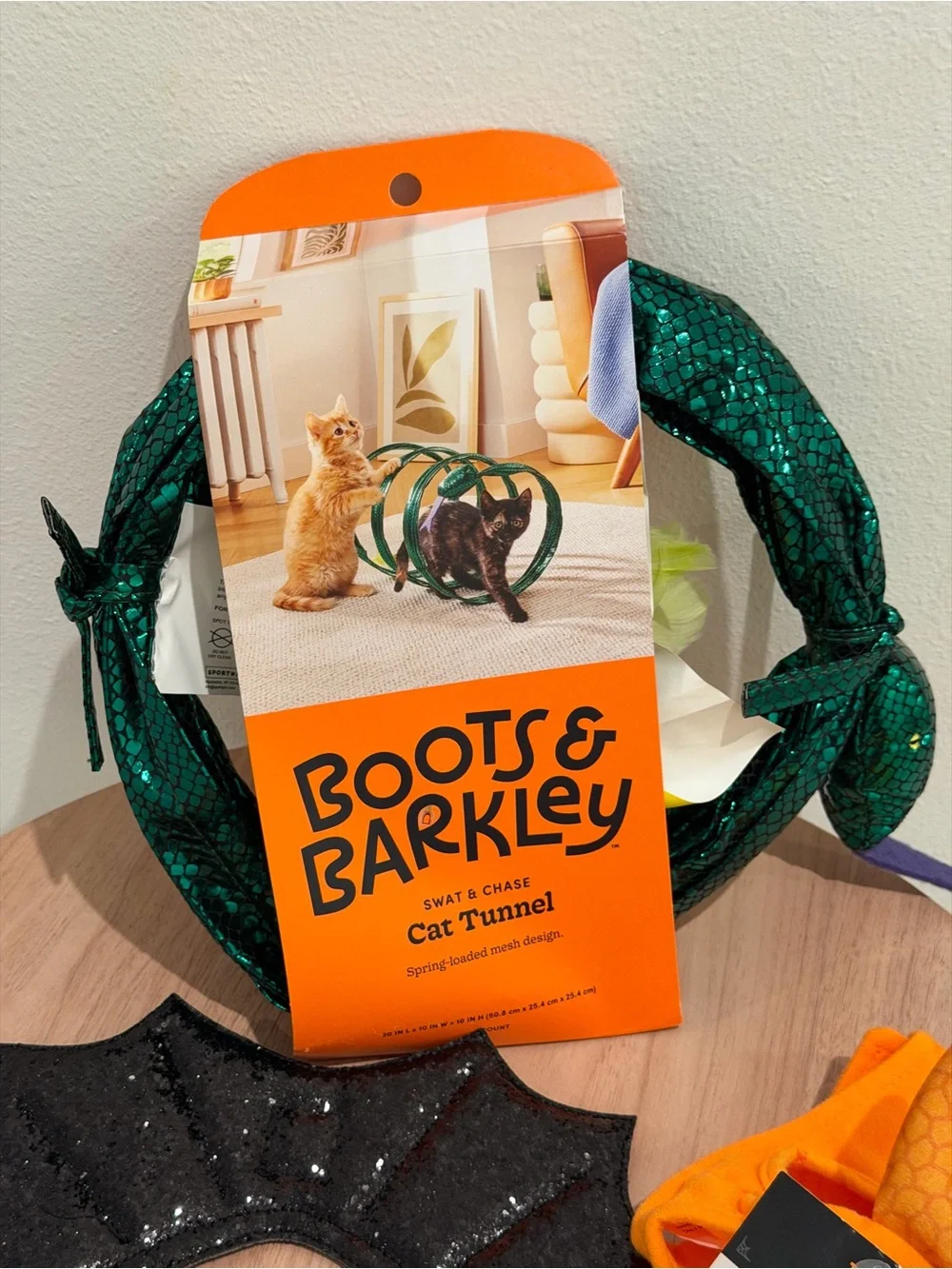 Boots & Barkley Cat Costume Wings, pterodactyl hat and snake cat tunnel